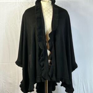 Collectioneighteen Oversized Black Ruffle Cardigan Wrap Like New
